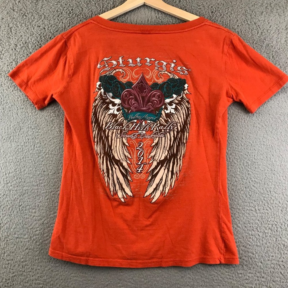 Sturgis motocycle rally women y2k t shirt top size XL orange